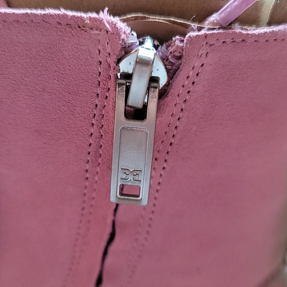 Sam Edelman Pink Hibiscus Leather Lue Boots Size 8.5 - Picture 9 of 10